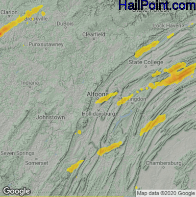 Hail Map for Altoona, PA Region on June 9, 2025