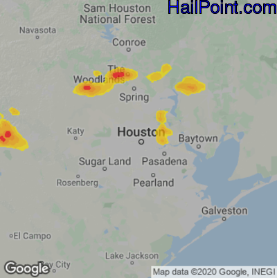 Hail Map for Houston, TX Region on June 9, 2025