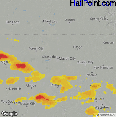 Hail Map for Mason City, IA Region on June 11, 2025
