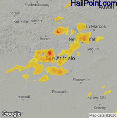 Hail Map for San Antonio, TX Region on June 12, 2025 