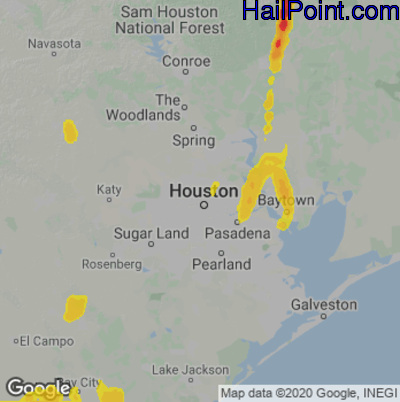 Hail Map for Houston, TX Region on June 12, 2025
