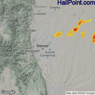 Hail Map for Denver, CO Region on June 13, 2025
