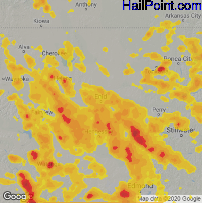 Hail Map Enid, OK June 14, 2025 