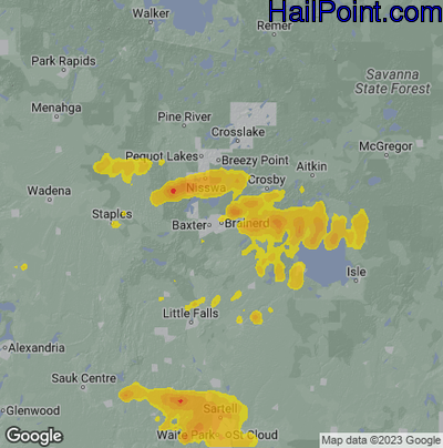 Hail Map for Brainerd, MN Region on June 16, 2025