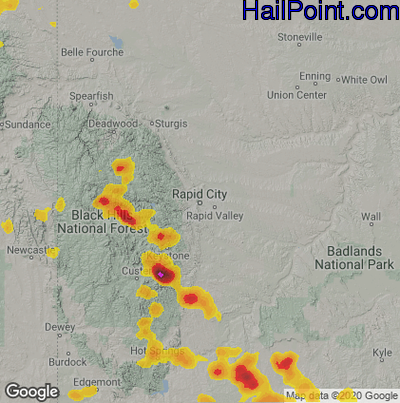 Hail Map for Rapid City, SD Region on June 17, 2025 