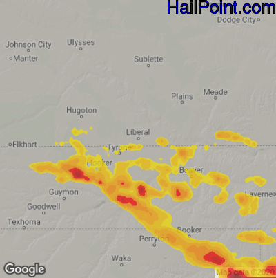 Hail Map for Liberal, KS Region on June 17, 2025