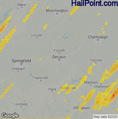 Hail Map Decatur, IL June 18, 2025 