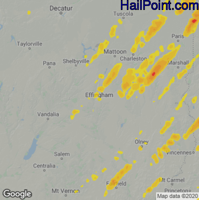 Hail Map Effingham, IL June 18, 2025 