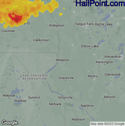 Hail Map for Wheaton, MN Region on June 21, 2025
