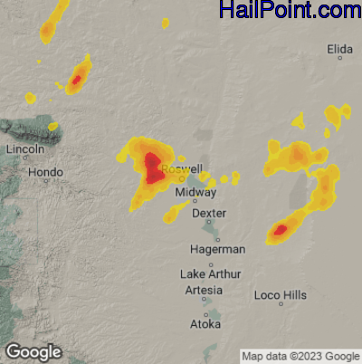 Hail Map Roswell, NM June 22, 2025 