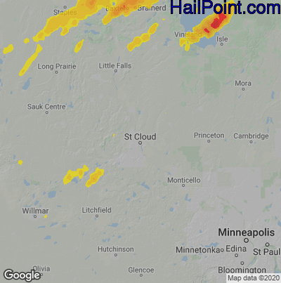 Hail Map St Cloud, MN June 23, 2025 
