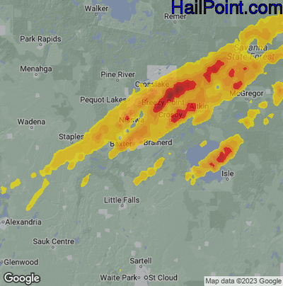 Hail Map Brainerd, MN June 23, 2025 
