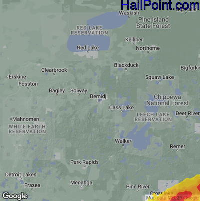 Hail Map Bemidji, MN June 23, 2025 