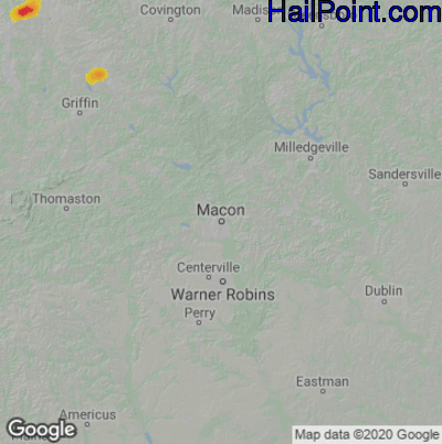 Hail Map for Macon, GA Region on June 26, 2025