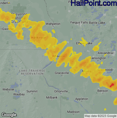 Hail Map Wheaton, MN June 28, 2025 