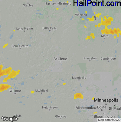 Hail Map St Cloud, MN June 28, 2025 