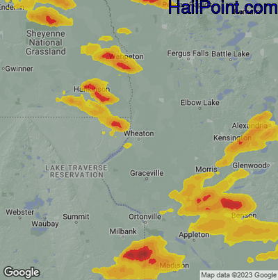 Hail Map Wheaton, MN June 28, 2025 