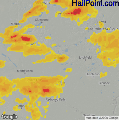 Hail Map Willmar, MN June 28, 2025 