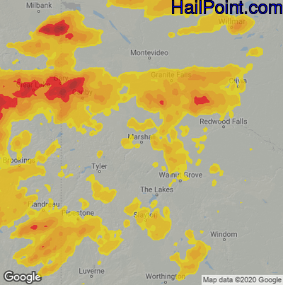 Hail Map Marshall, MN June 28, 2025 