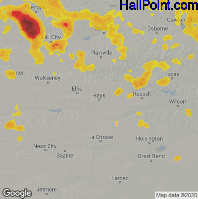 Hail Map for Hays, KS Region on June 30, 2025 