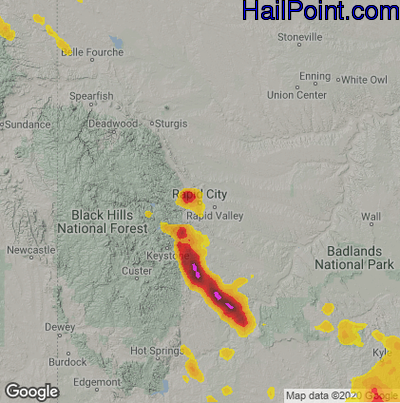Hail Map for Rapid City, SD Region on July 1, 2025 