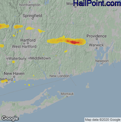 Hail Map Norwich, CT July 03, 2025 