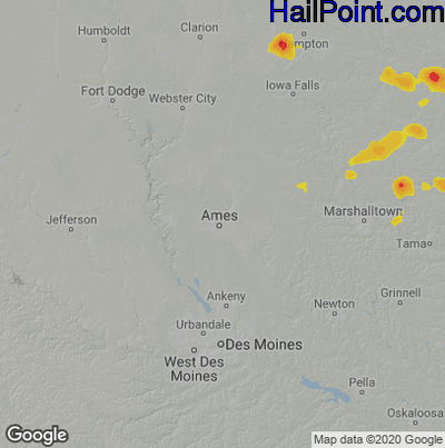 Hail Map Ames, IA July 03, 2025 