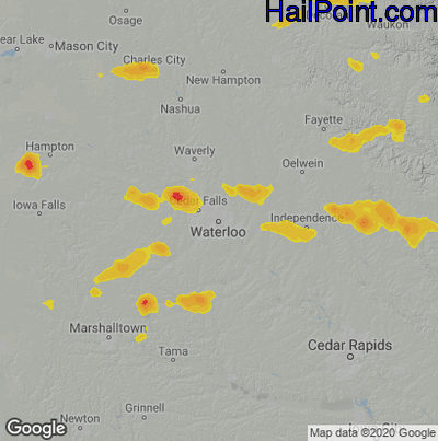 Hail Map Waterloo, IA July 03, 2025 