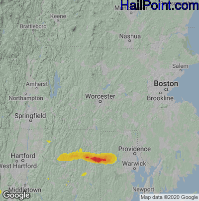 Hail Map Worcester, MA July 03, 2025 