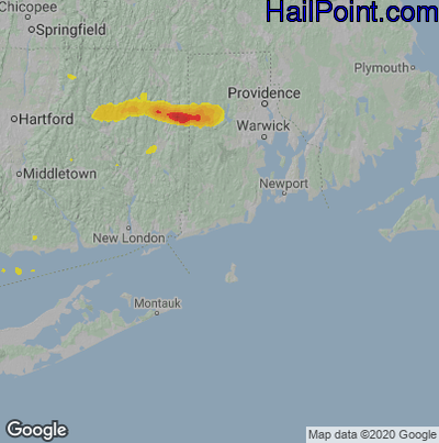 Hail Map Charlestown, RI July 03, 2025 