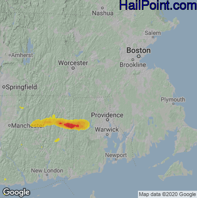 Hail Map Woonsocket, RI July 03, 2025 