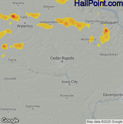 Hail Map Cedar Rapids, IA July 03, 2025 