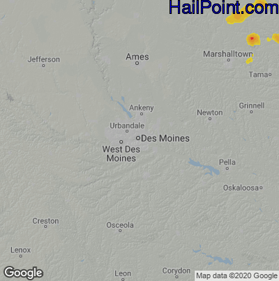 Hail Map Des Moines, IA July 03, 2025 
