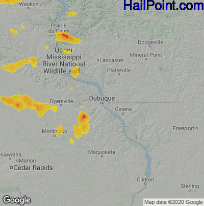 Hail Map Dubuque, IA July 03, 2025 