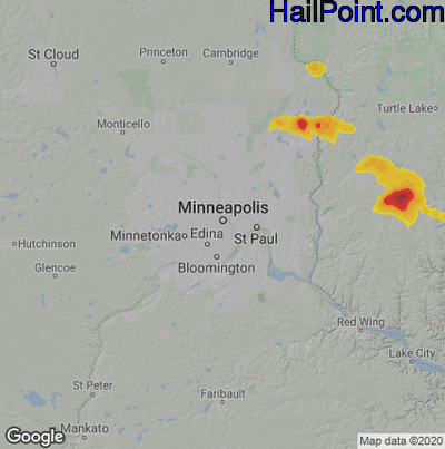 Hail Map Minneapolis, MN July 04, 2025 
