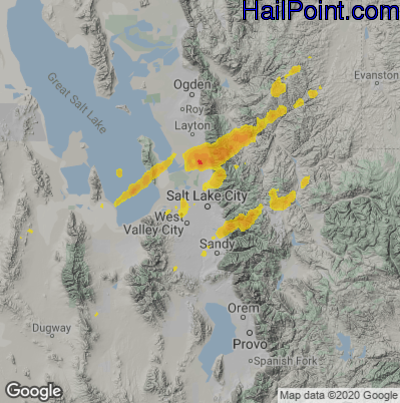 Hail Map for Salt Lake City, UT Region on July 4, 2025 