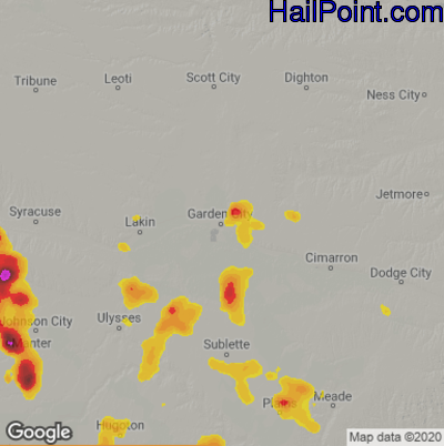 Hail Map for Garden City, KS Region on July 5, 2025