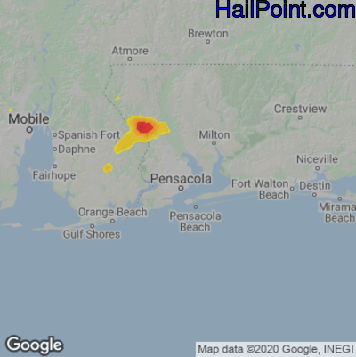 Hail Map for Pensacola, FL Region on July 5, 2025