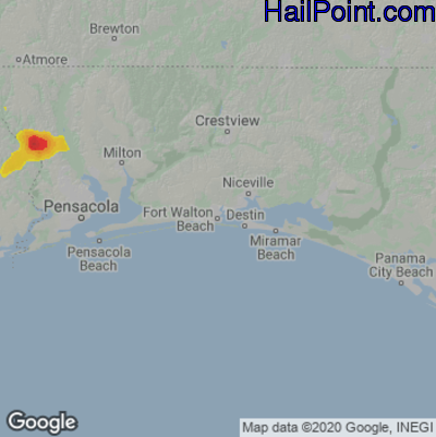 Hail Map for Fort Walton Beach, FL Region on July 5, 2025