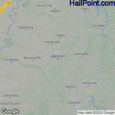 Hail Map for Jackson, TN Region on July 6, 2025