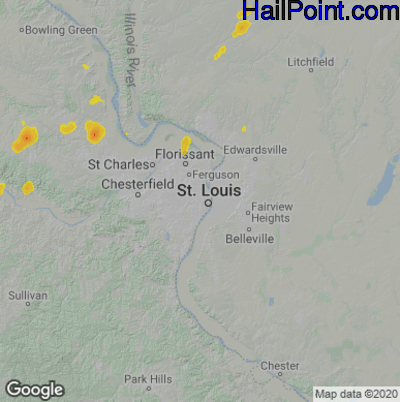 Hail Map for St. Louis, MO Region on July 8, 2025