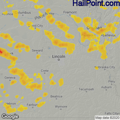Hail Map for Lincoln, NE Region on July 10, 2025