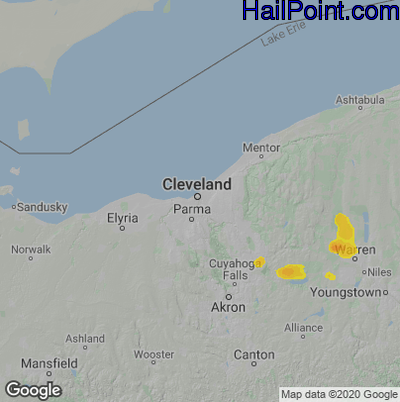 Hail Map for Cleveland, OH Region on July 10, 2025 