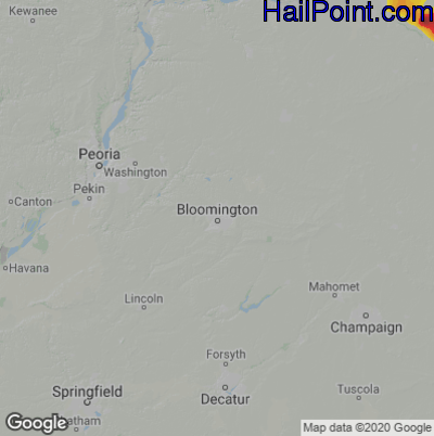 Hail Map for Bloomington, IL Region on July 11, 2025