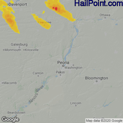 Hail Map for Peoria, IL Region on July 11, 2025