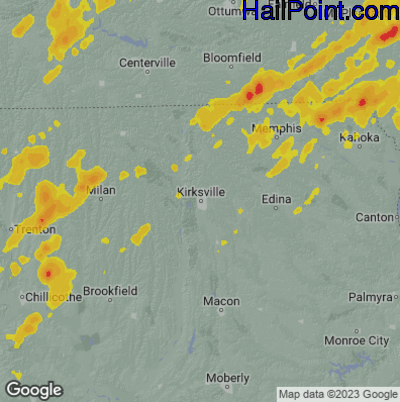 Hail Map for Kirksville, MO Region on July 11, 2025