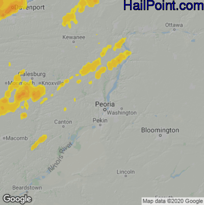 Hail Map for Peoria, IL Region on July 11, 2025 