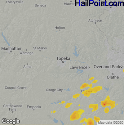 Hail Map Topeka, KS July 11, 2025 
