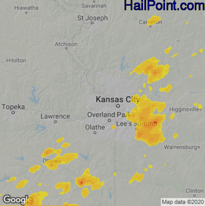 Hail Map Kansas City, KS July 11, 2025 
