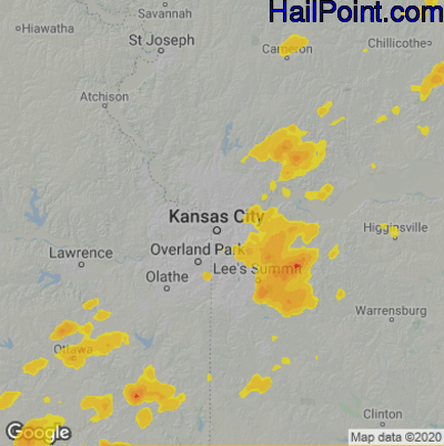 Hail Map Kansas City, MO July 11, 2025 